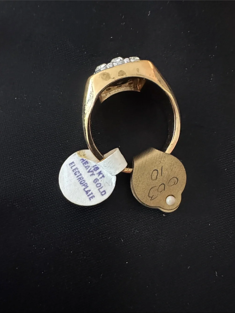 18K Gold Heavy Electroplated Men’s Cluster Crystal Ring - Size 10 & 11 - NWT